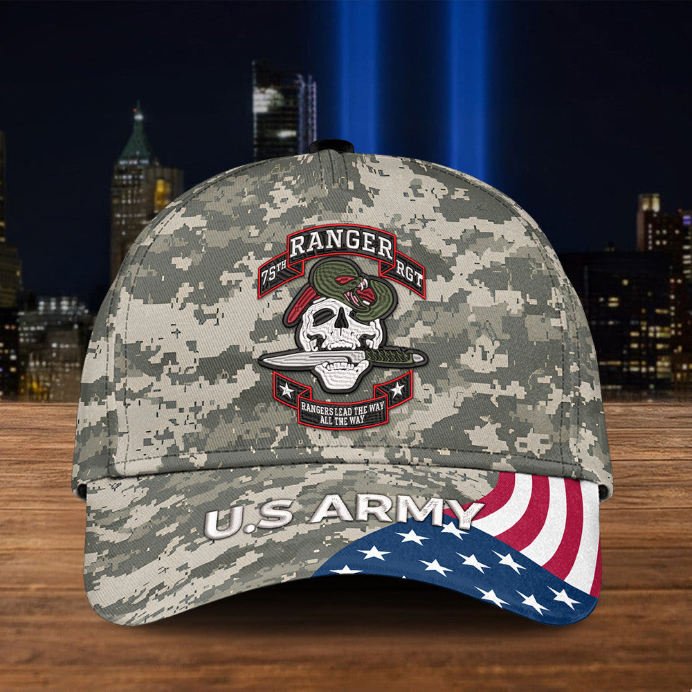 75Th Ranger US Army Camo Hat Military Hat Patriotic Gift For Veteran